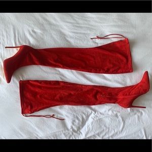 Fashion Nova Red Thigh High Boots Size 11